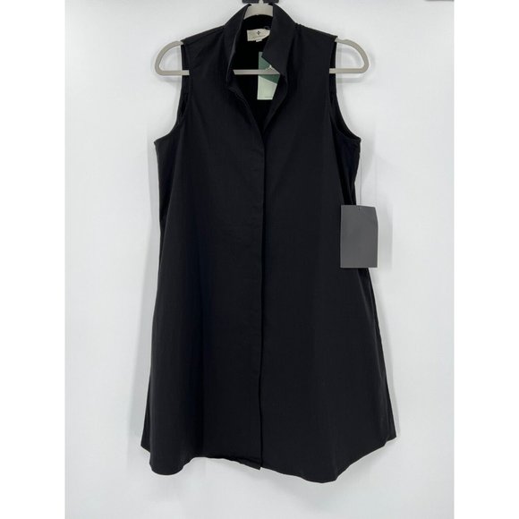 Tuckernuck Women's Black Sleeveless Charlie Shirt Dress Stretch Sheen sz XS NWT - Picture 1 of 10